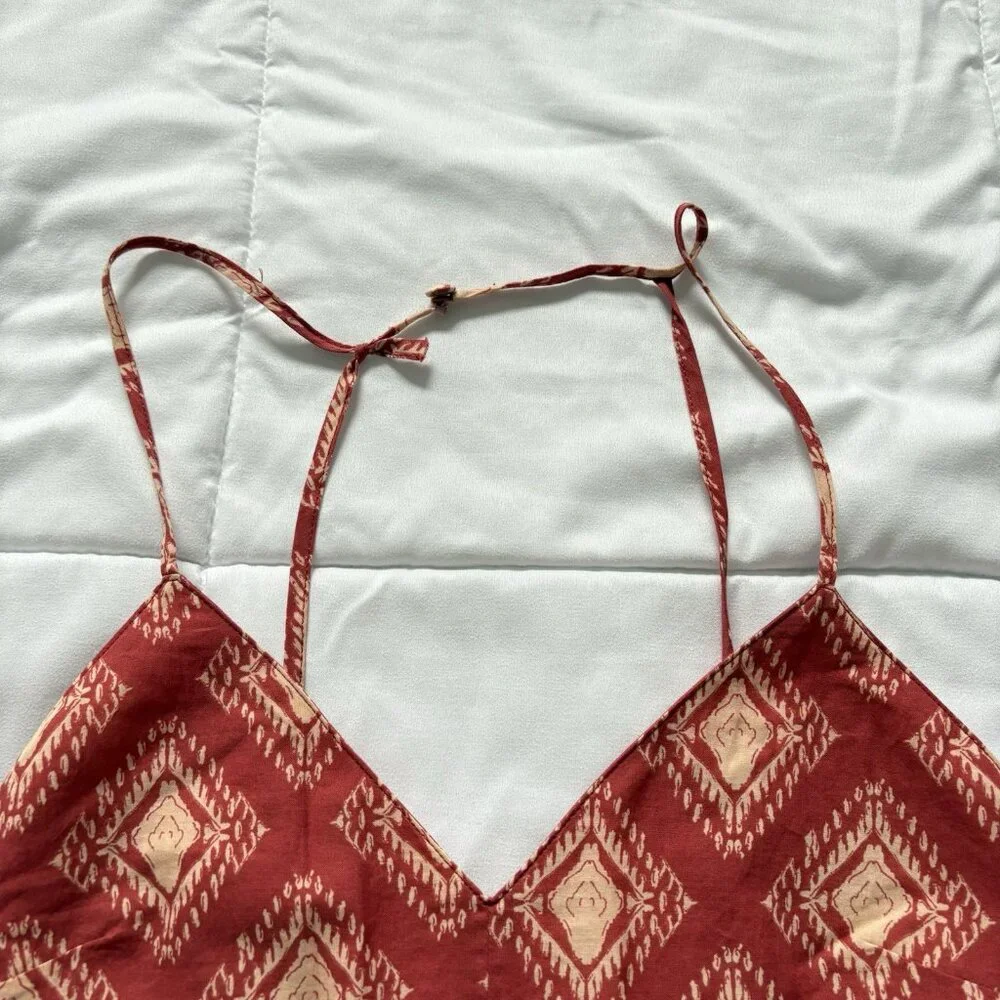 NWT Zara BLOGGERS Fave Boho Geometric Open Back Wide Leg The Jami Jumpsuit Small